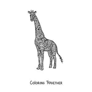 Coloring page of a giraffe-shaped mandala