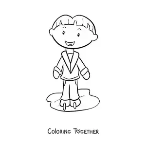 Coloring page of a girl practicing ice skating