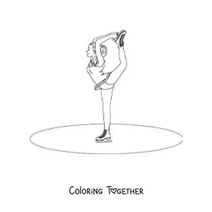 Coloring page of an ice figure skating dancer