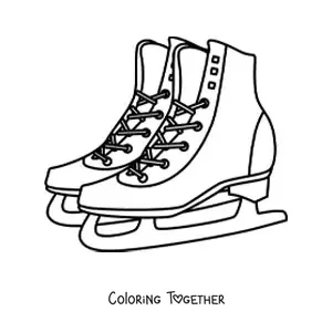 Coloring page of a pair of ice skates