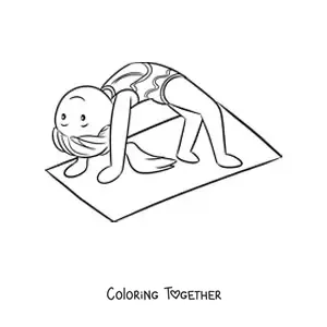 Coloring page of a gymnast on the mat