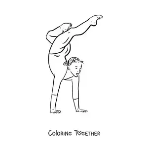 Coloring page of a gymnast in a women's artistic gymnastics pose