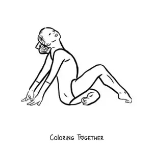Coloring page of a woman doing artistic gymnastics
