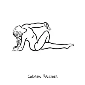 Coloring page of a woman doing rhythmic gymnastics