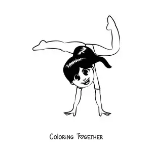 Coloring page of a girl doing rhythmic gymnastics