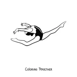 Coloring page of a gymnast jumping