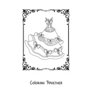 Coloring page of a princess dress