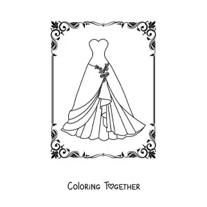 Coloring page of a gala dress