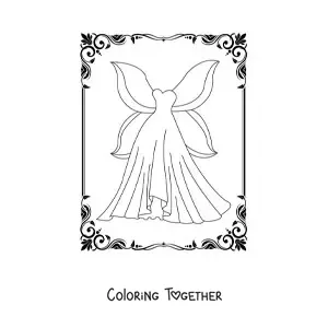 Coloring page of a fairy dress