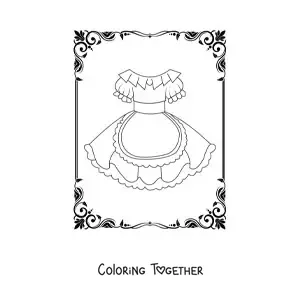 Coloring page of a maid uniform dress