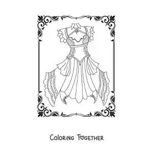 Coloring page of a short gothic dress