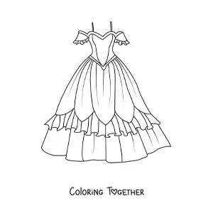 Coloring page of a pretty classic dress