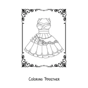 Coloring page of a short sleeveless dress