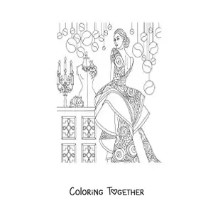 Coloring page of a woman in a gala dress
