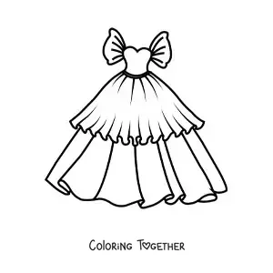Coloring page of a gala dress with sleeves