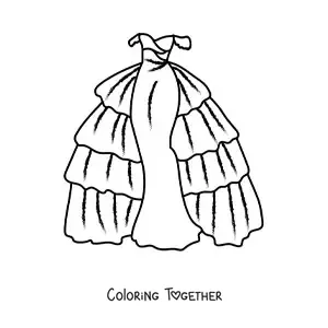 Coloring page of an elegant dress