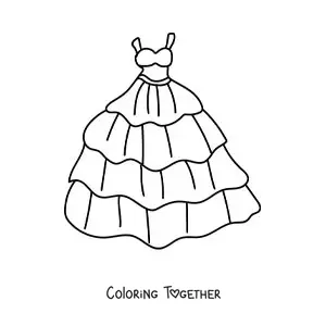 Coloring page of an elegant party dress