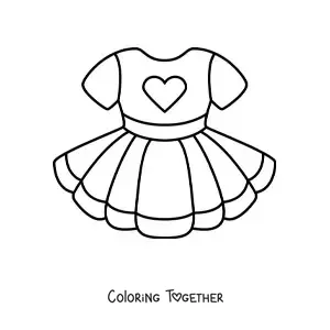 Coloring page of a girl's dress