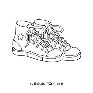 Coloring page of a pair of Converse shoes