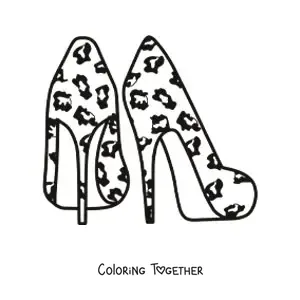 Coloring page of a pair of high-heeled shoes