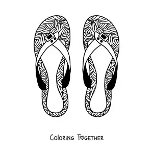 Coloring page of a pair of beach sandals