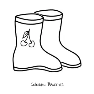 Coloring page of a pair of rain boots