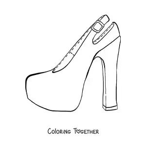 Coloring page of a high-heeled shoe