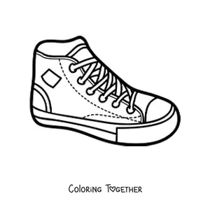 Coloring page of a high-top sneaker