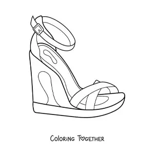 Coloring page of a high-heeled sandal