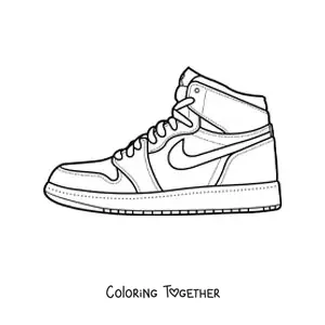 Coloring page of a Nike high-top sneaker