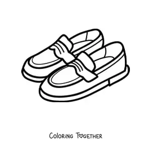 Coloring page of a pair of leather shoes