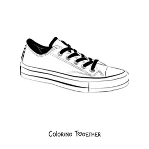 Coloring page of a pair of low canvas sneakers