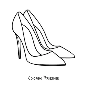 Coloring page of a pair of elegant heels