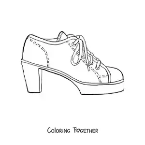Coloring page of a high-heeled shoe with braids
