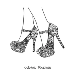 Coloring page of a high-heeled shoe mandala