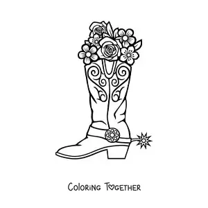 Coloring page of a cowboy boot