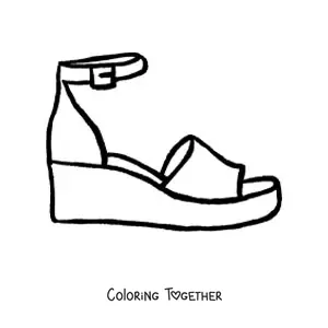Coloring page of a summer sandal with a buckle