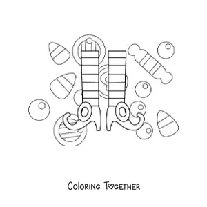 Coloring page of a pair of Christmas elf slippers