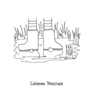 Coloring page of a pair of rain boots