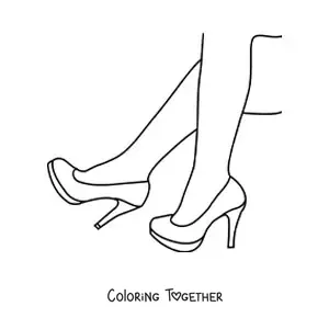 Coloring page of a pair of feet in heels