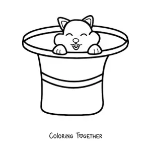 Coloring page of a cat in a hat
