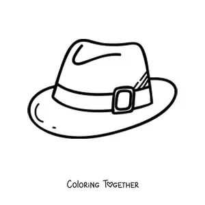 Coloring page of a fedora-style hat
