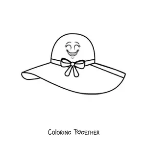 Coloring page of a smiling cartoon hat