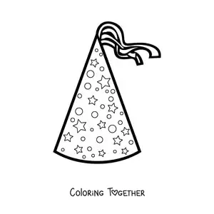 Coloring page of a party hat