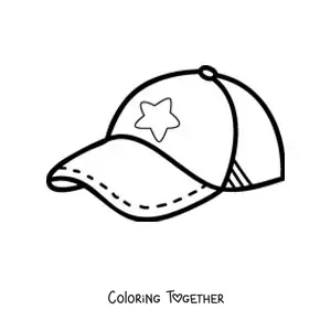 Coloring page of a baseball cap
