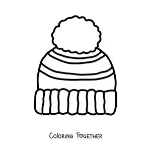 Coloring page of a knitted winter hat