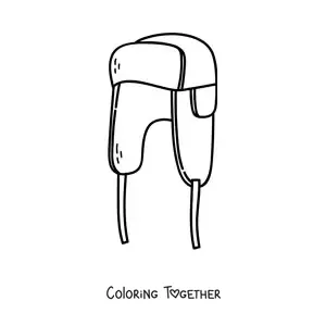 Coloring page of a winter hat with earflaps