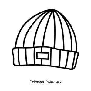 Coloring page of a simple knitted hat
