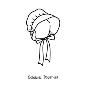 Coloring page of an antique bonnet hat