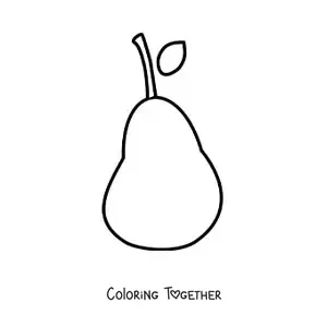 Coloring page of a pear with a leaf